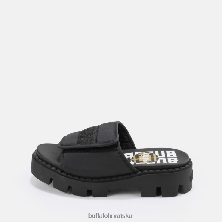 crno Buffalo raven tec-sld sandala veganska |slajdova TDD6T729